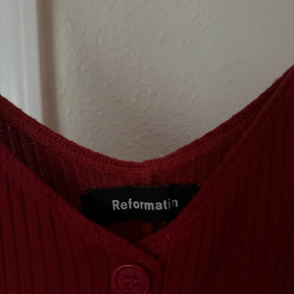 REFORMATION rust red modal spandex rib ribbed button up midi dress - Picture 5 of 6